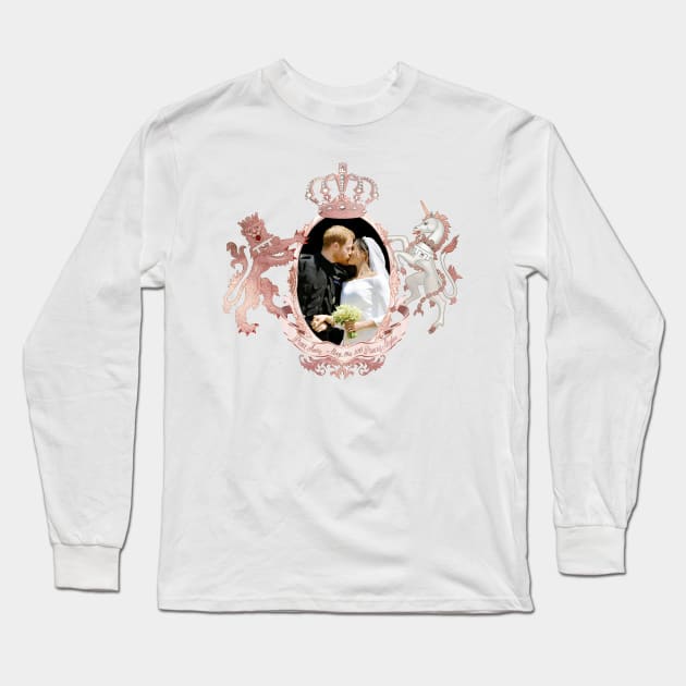 Royal Wedding Kiss, Rose Gold Long Sleeve T-Shirt by PixDezines
